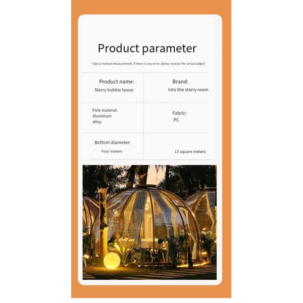 Outdoor camping Spherical star tent Hotel Homestay  Room Star Room pc transparent glass house