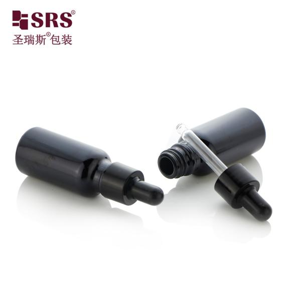 Black Plastic Dropper Glass Bottle 5ml 10ml 15ml 20ml 30ml 50ml 100ml For Oil