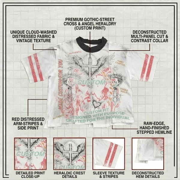 Custom Graphic Print Paneled Streetwear T-Shirt for Independent Brands