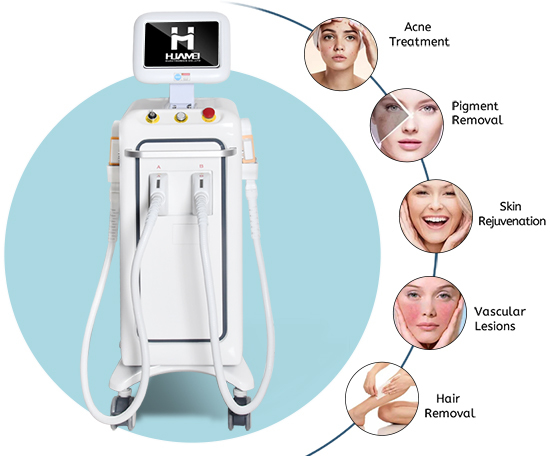 Vertical IPL DPL Hair Removal Machine Multi Wavelength Skin Treatment Platform