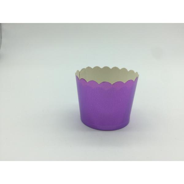 Shining Purple Colored Foil Cupcake Liners , Foil Baking Cases For Wedding Party Sweet Cake
