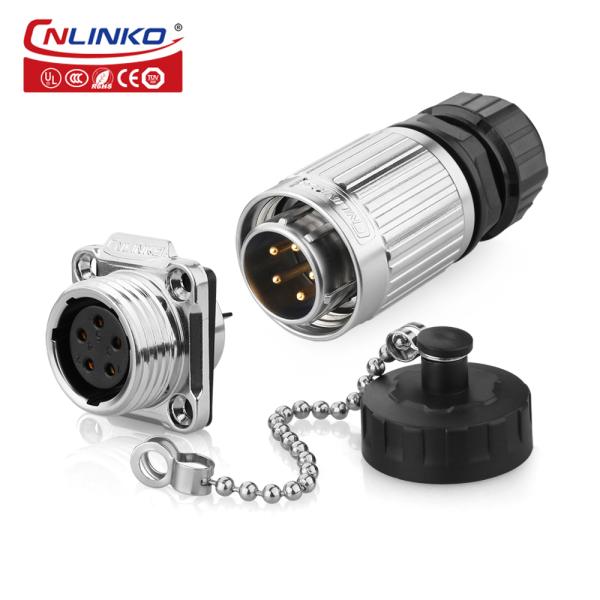5 Pin Connector Male Female Panel Mount, CNLINKO YW-20 5 Pin Industrial Power Plug to Socket Metal Connector