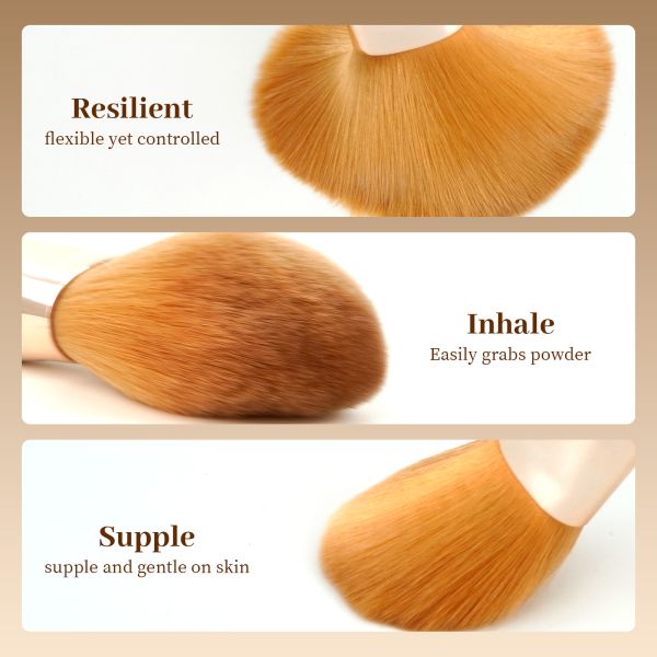 5Pcs Professional Makeup Brush Set with Gradient Aluminum Handle and High-Density Nylon Bristles for Full Face Application