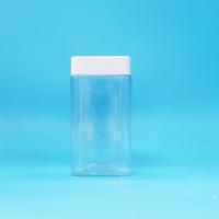 Calidad alimenticia Transparente Cuadrado Vacío PET Plástico Alimenticio Dulces Galletas de mermelada Jar tapa blanca