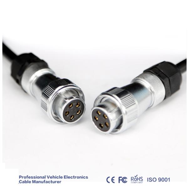 Waterproof 5 Pin Trailer Power Cable With Metal Male Female Connector