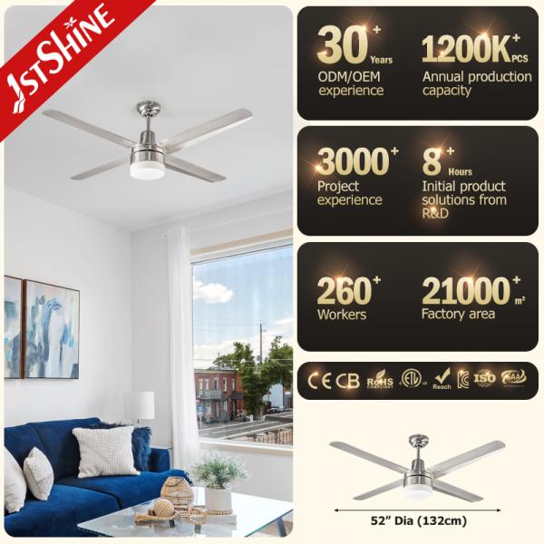 fan de techo de Dimmable de las cuchillas del hierro 110V 52 pulgadas con el motor de CA