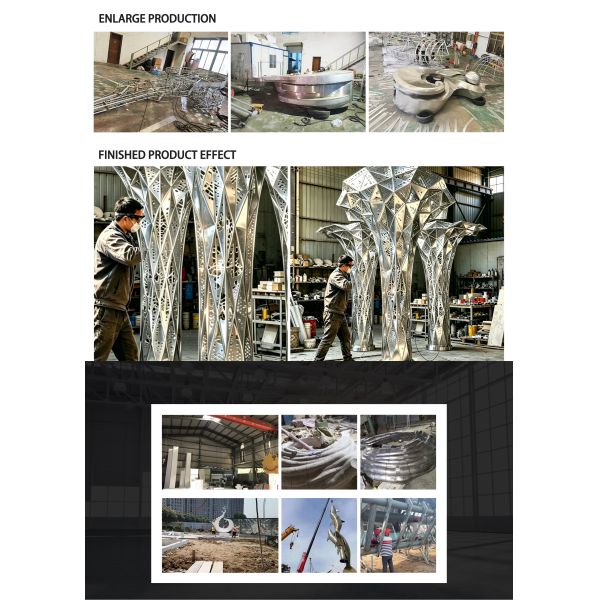 Large outdoor park stainless steel lighting sculpture