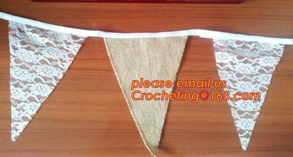 3M Vintage wedding birthday party decoration Chic burlap linen lace jute garland bunting banner