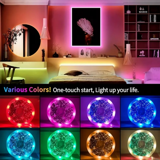 Умный 12В RGBIC Led Music Light Strip Беспроводное управление Wi-Fi Bluetooth