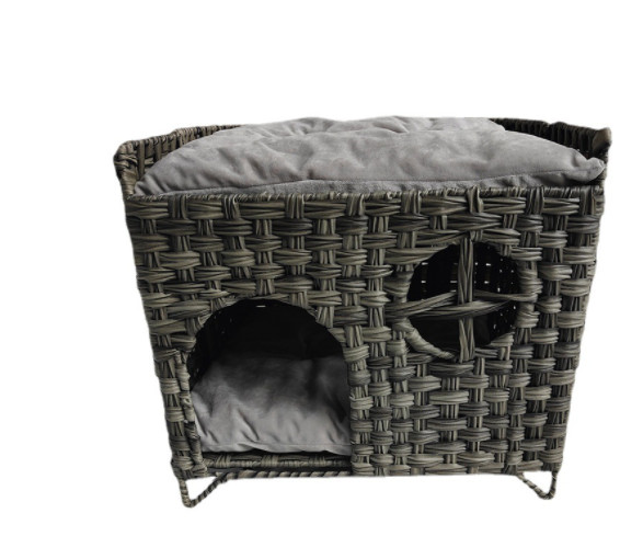Four Seasons Rattan Pet House Small Animal Pattern Woven Dog Cat Litter Cage Universal Semi-Enclosed Washable Cage