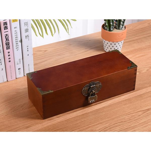 Customized Logo Acceptable Vintage Style Wooden Jewelry Gift Box with Lock and Key