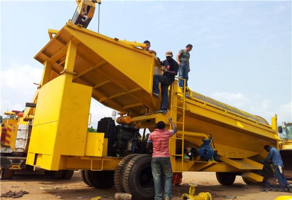 200m3/H, 75Kw poder, comprimento de 9.8m, móvel de aço, giratório, tela do Trommel da lavagem do ouro