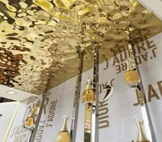 Ss 304 Sheets Golden Color Ceiling Wall Water Ripple Hammered Stamped Decorative Stainless Steel Sheet Plate