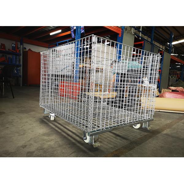Silvery Cold Steel Foldable Wire Mesh Security Cage For Warehouse Storage