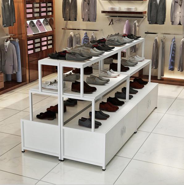 Delicate Shoe Store Display Shelves / Commercial Shoe Display Rack With Cabinet