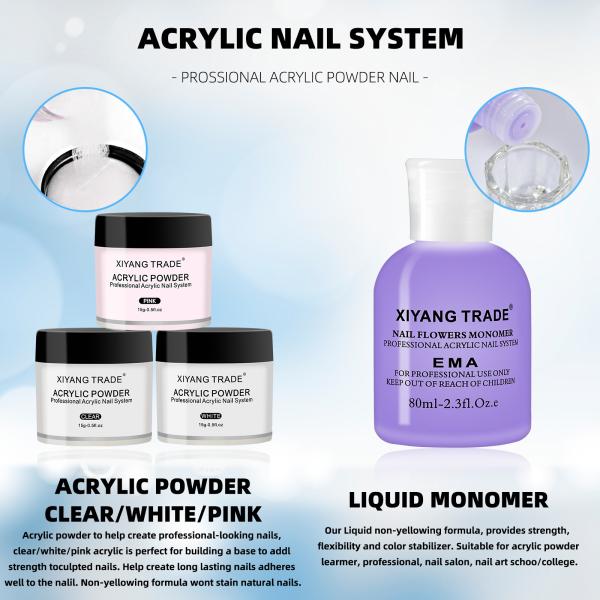 Professional Acrylic Nail Kit for Beginners With Nail Brush Monomer Acrylic Powder Set Nail Extension Form