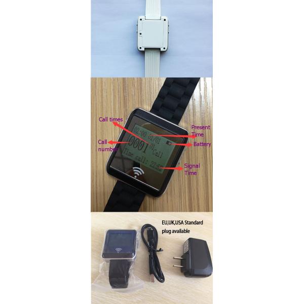 Лучшая цена ресторан беспроводной системы звонков запястье часы пейджер и 3 клавиши кнопка