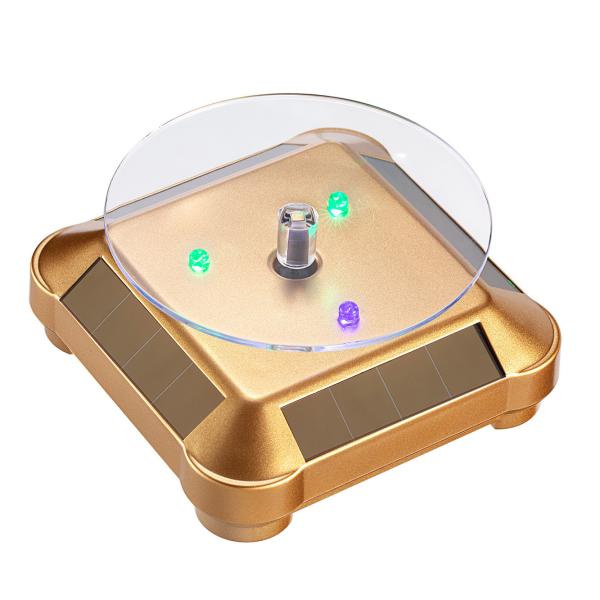 Led Light Solar Rotating Display Stand With Solar Battery Powered 2-4RPM Speed