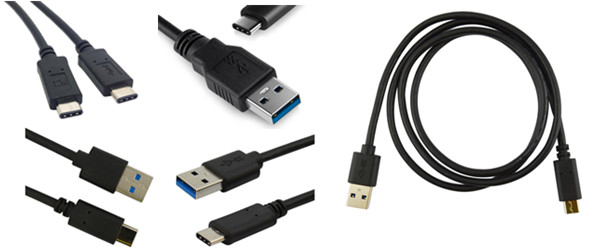 OEM Brands USB Type C Flat Cable Black / White One Meter With Metal Connectors
