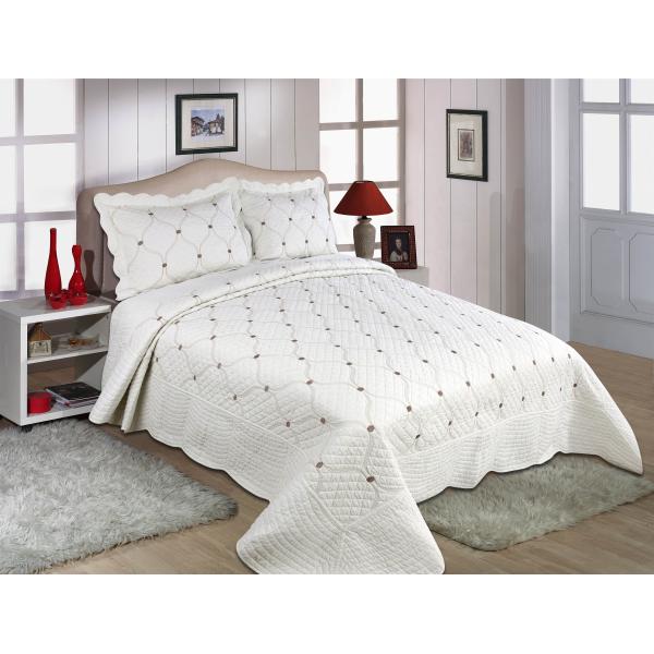 Embroidery Queen Size Geometric Quilt Cover , Cotton Quilt Covers Color Printed