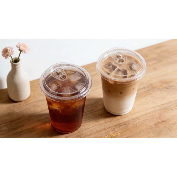 Disposable Custom Logo Printed Cold Coffee Cup  Plastic Cups with Sip Lids