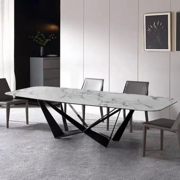 Italian Luxury Modern Rectangle Dining Table And 6 Chairs Dining Room Set For 6