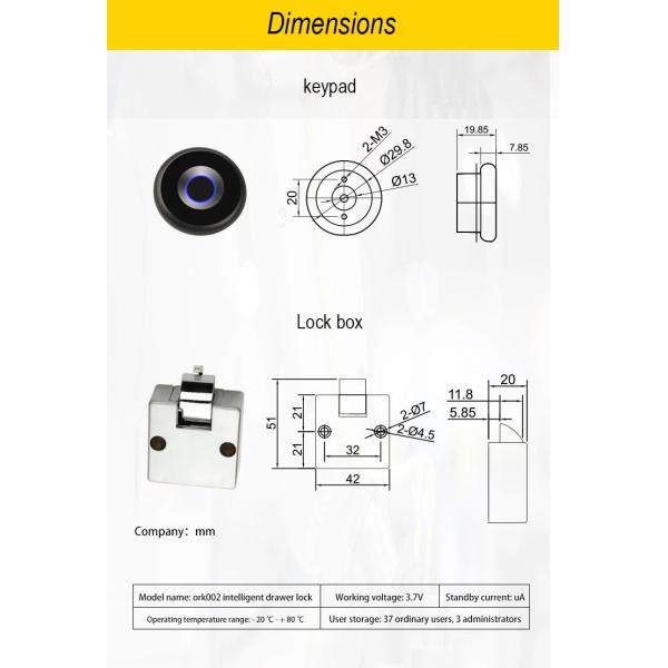 High Safety and Durable OEM Offered Smart Fingerprint Electric Small Drawer Cabinet Lock
