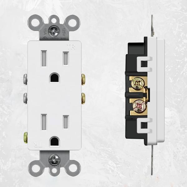 Residential / Commercial Socket And Switch Wall Mounted 15A 125V Receptacle For Easy Secure Connection