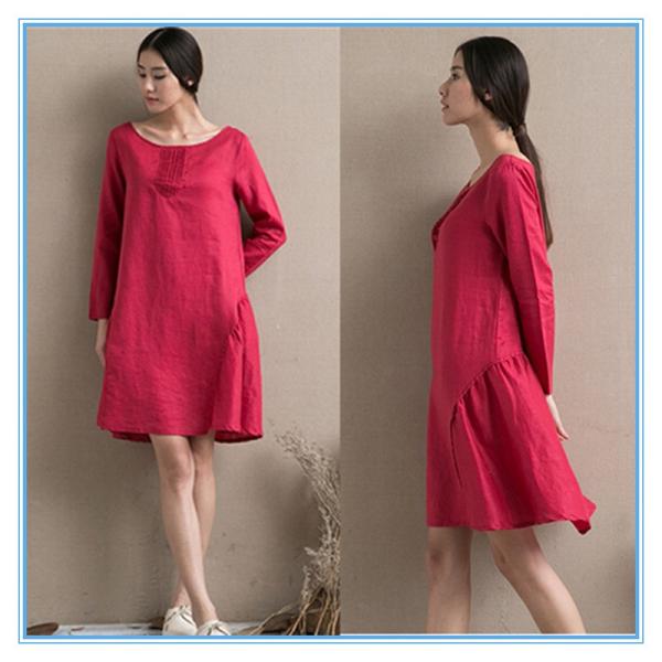 Мода красное белье леди зимой однокомпонентное платье большого размера