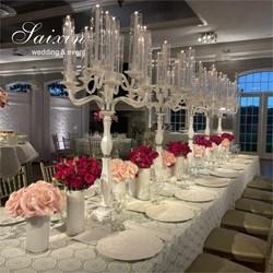 Nouveau chandelier blanc 13 bras haute décoration de table de mariage cristal centre de pièce de mariage chandelier