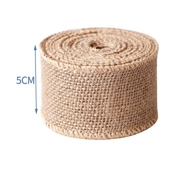Padrão SOLID COLOR fita de tecido de juta natural fio de borracha fita de rolo para decoração de bricolage