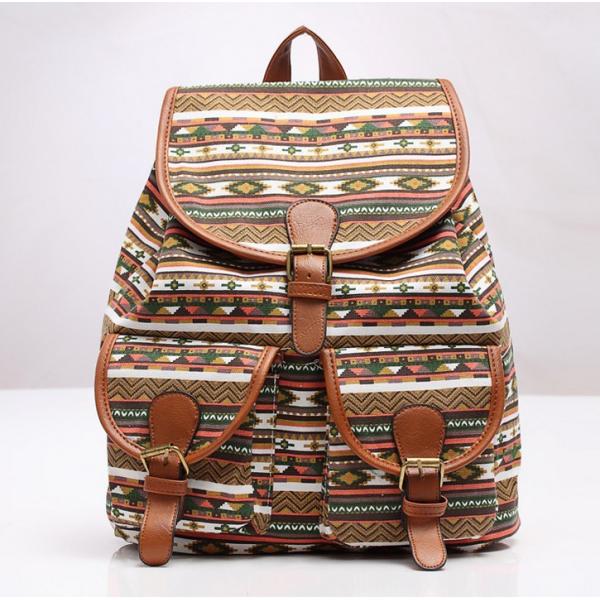 New wave canvas printing leisure backpack schoolbag travel Female