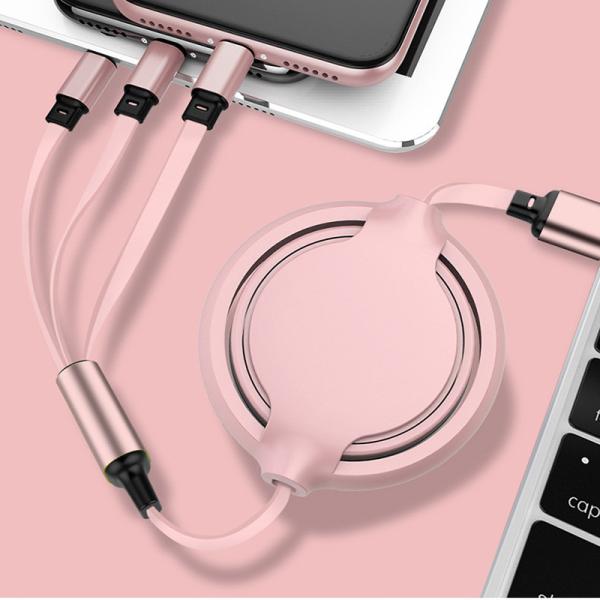 Telescopic ABS 3 In 1 Mobile Phones Accessories Charging Cable