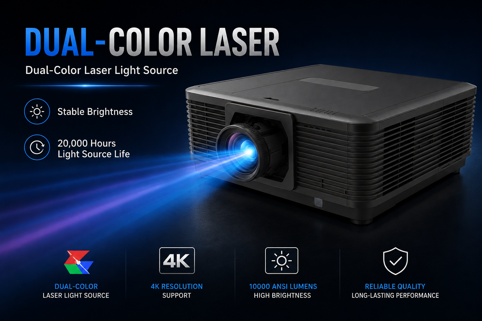 10000 ANSI Lumens 4K 3LCD Dual-Color Laser Projector