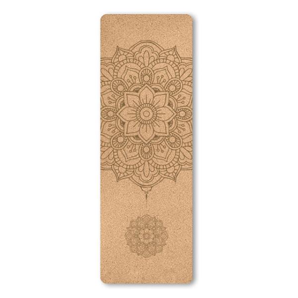 Natural Cork TPE Printed 4mm Non Slip Home Fitness Pad Gymnastics Pilates Yoga Mat With Bag