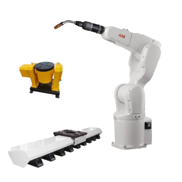 Flexible ABB Industrial Robot With Torch And Robot Positioner And Liner Track For Welding