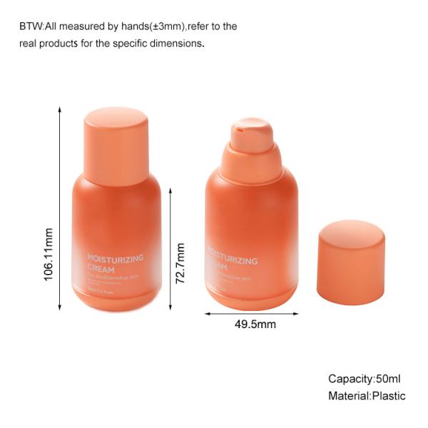 50 ml garrafas de bomba sem ar Gradiente de plástico personalizável garrafa de bomba de vácuo cosmético