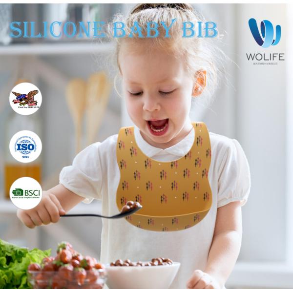 Custom Soft Waterproof EN71 Baby Food Catcher Bib Food Grade