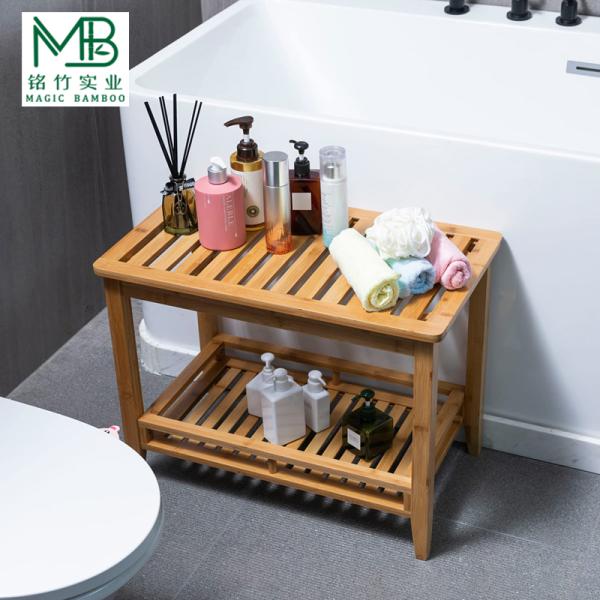Wholesale New Design Bamboo Storage Stool With Shelf For Household Bathroom