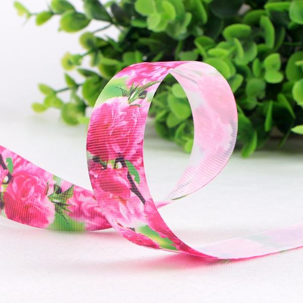 Fabric Type Grosgrain Custom Polyester Floral Ribbon with Logo Printed