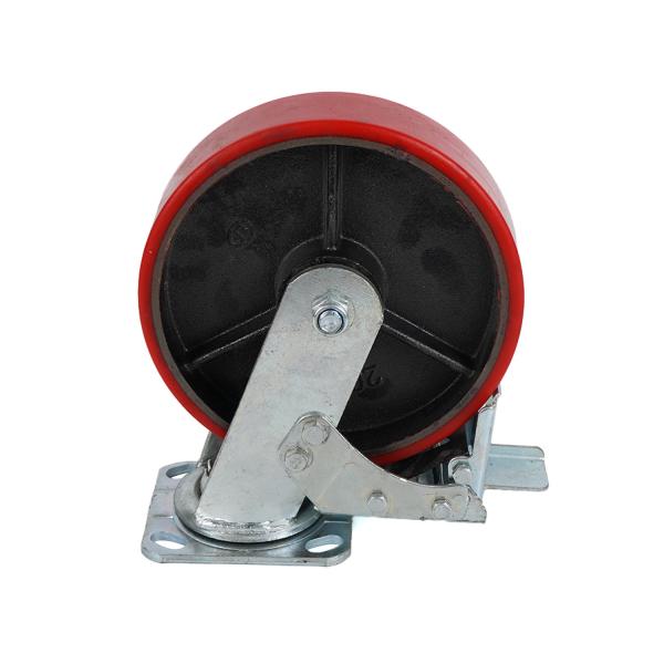 Red PU Iron Rigid Cableway Trolley Hanger Heavy Duty Swivel Wheels Caster Zinc Plated