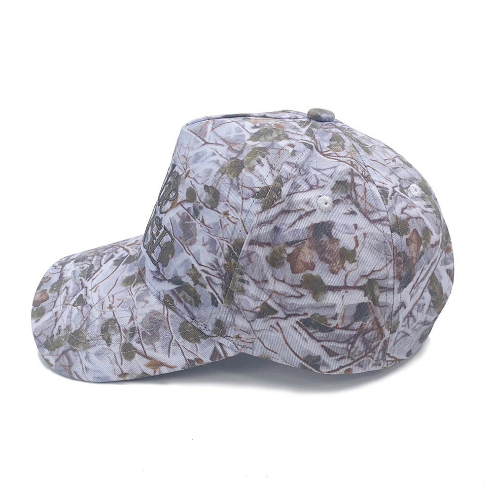 Women Baseball Cap Custom 5 Panel Full Printing Camo Pattern Embroidery Logo Cotton High Crown