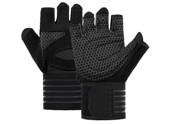 Half Finger Gym Gloves With Straps For Weight Lifting Body Building