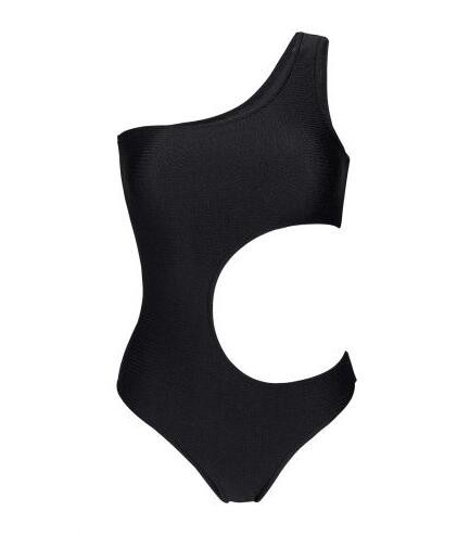 Black Asymmetric One Shoulder One-piece Swimsuit - Duna Black Assimetrico