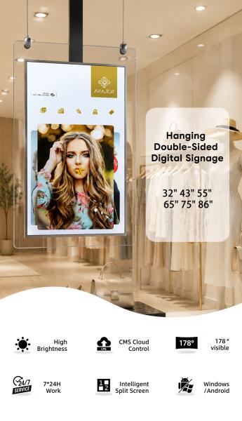 RK3288 Android Double Sided Advertising Display 2cm Slim Hanging Digital Signage High Brightness Shop Window Screen Kiosk