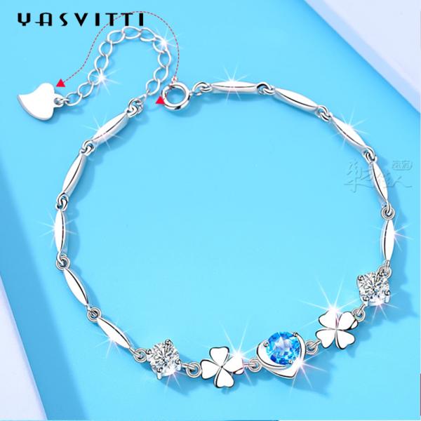 браслет клевера 4 лист SGS браслетов ювелирных изделий 0.15oz 7.7in стерлинговый серебряный ультрамодный