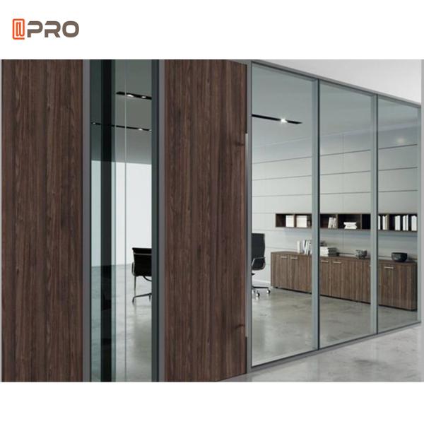 Reusable Office Glass Wall Partition Clear Demountable Double Glazing With Blind
