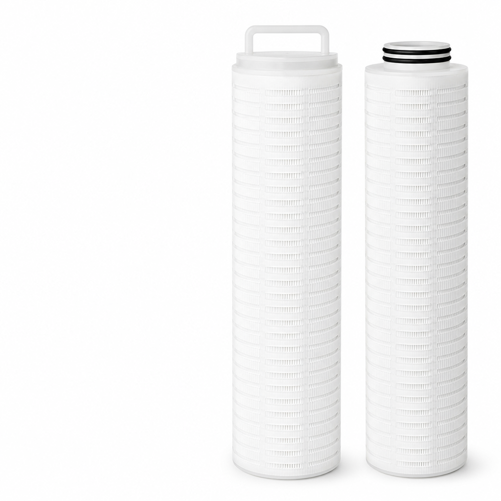 Glass Fiber Reinforced Polypropylene End Cap Polypropylene Pleated High Flow Filter Cartridge 6 Inch Diameter High Surface Area Industrial RO Pre Filtration Unit