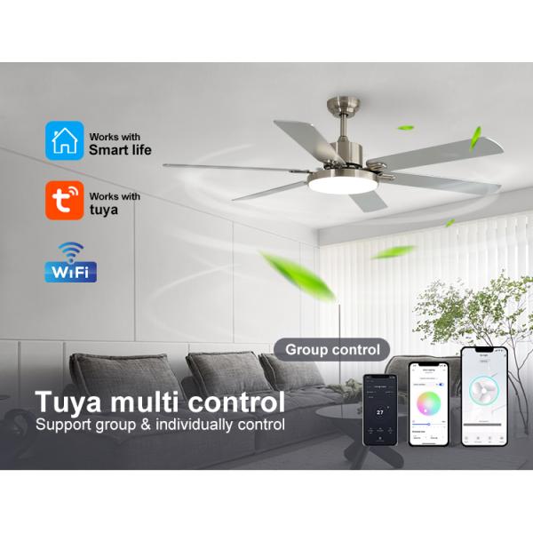 Ventilador de teto LED de vento natural de alto volume com 6 lâminas de MDF e estilo de design moderno 10-