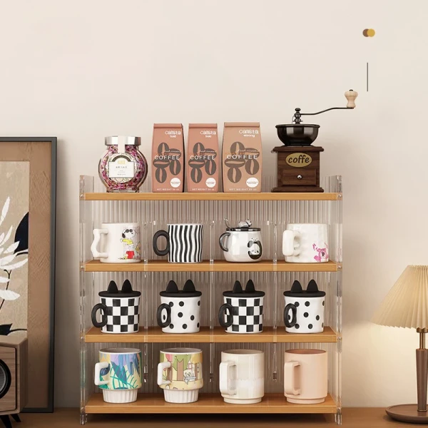 Countertop Drinking Cup Storage Cabinet Multi-layer Rack Water Box Wine Glass Mug Coffee